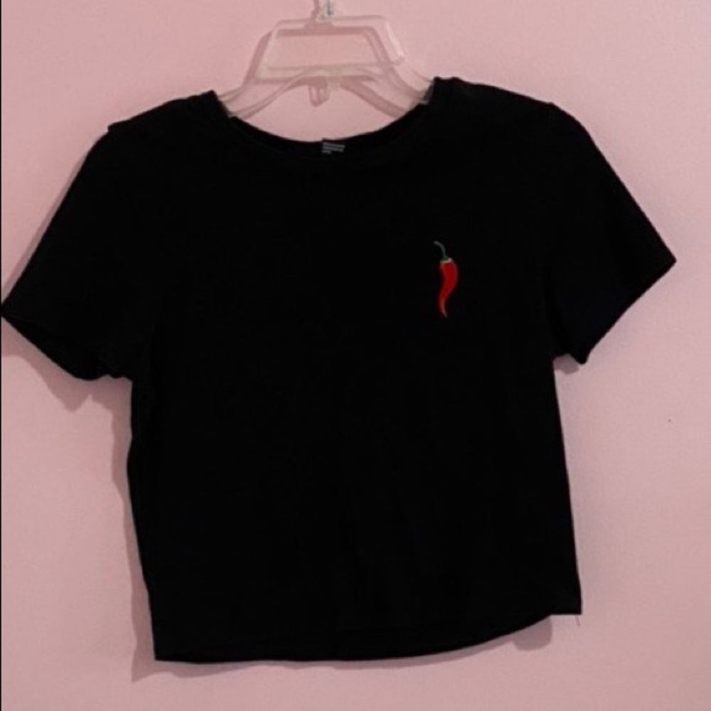 Black crop top with jalapeño